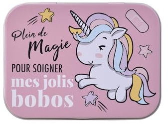 Home-Flair Kinder Pflaster-Box mit 24 bunten Motiv-Pflastern in Metalldose – Hautfreundlich & Wasserabweisend – Motive: Paw Patrol, Hello Kitty oder Glücksbärchis (Einhorn Rosa, 3 Boxen)