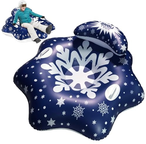 Snow Tube, Snow Tubes Hochleistungs-43-Zoll-aufblasbarer, verdickter Schlitten mit Rückenstütze und Griff für Kinder und Erwachsene, Winter im Freien, Tubes