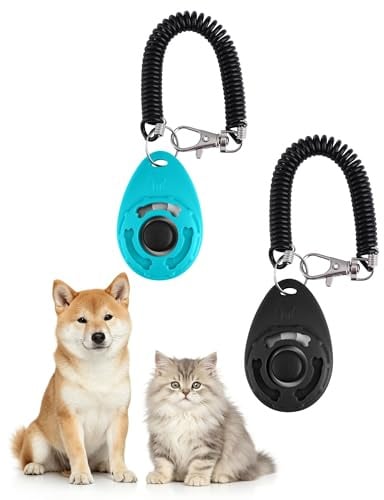 Acual 2 PCS Clickers pour Chien, Clicker Dressage Professionnel | Clicker Training avec Dragonne et Grand Bouton, Multicouleurs, pour Chien, Chat, Cheval, Oiseaux (Noir, vert)