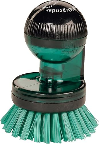 haug bürste - Knopfbürsten/Spül- und Topfbürste - mit Spülmittelspender - Material: Nylon - Größe: L 65 x B 45 x H 90 mm - Farbe: Transparent Grün - Made in Germany