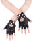 JISEN Damen PU Leder Punk Handschuhe Nieten Gürtel Up oder Snap Halbfinger Performance Fäustlinge, A-schwarz, One size