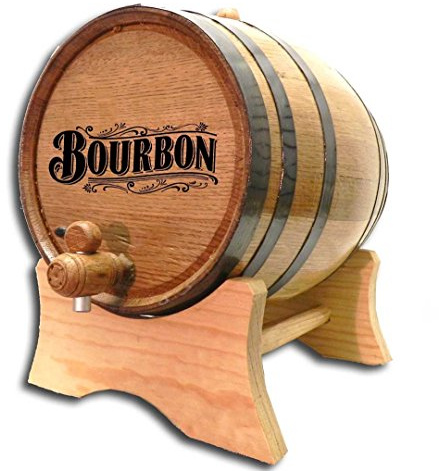 1 Gallon American Oak Bourbon Aging Barrel (5 Liter) with Wood Stand, Bung and Spigot - Age Cocktails, Whiskey, Rum, Tequila, Beer & Wine - Laser Engraved Bourbon Barrels (B512)