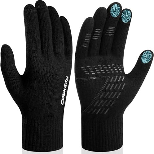 coskefy Handschuhe Herren Damen Winter Fleece Stretch Strickhandschuhe Touchscreen Handschuhe Wolle Warm Bequem Laufhandschuhe Geburtstag Sport Fahrrad Reiten Camping Wandern Arbeit