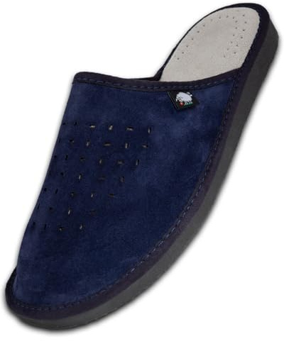 FOOTHUGS Men's Slippers | Memory Foam Plantar Fasciitis Orthotic Leather Mule Slippers | Arch Support | Regular & Wide Fit