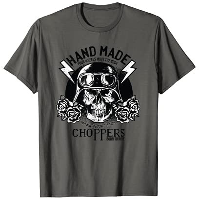 Skull Chopper Motorcycle Accessory Moto Biker Bike Tee Shirt T-Shirt