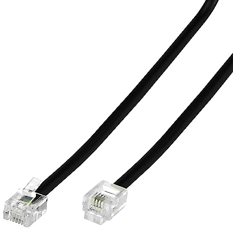 RJ11 6P4C Modular Telephone Extension Cable Phone Cord Line Wire (50 Feet, Black)
