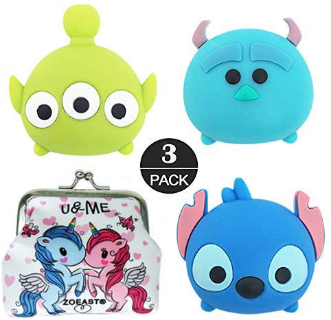 ZOSTLAND 3pcs Blue Baby 3 Eyes ET Animal Protector USB Charger Saver Charging Data Earphone Line Protector Compatible with All iPhone iPad iPod Most Android (Blue Alien Sulley)