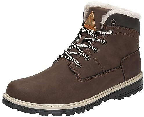 Mishansha Winterschuhe Herren Stiefel Warm Gefüttert Boots Männer Winter Schuhe Wasserdicht Arbeitsstiefel Outdoor Schneestiefel Braun Gr.48 EU