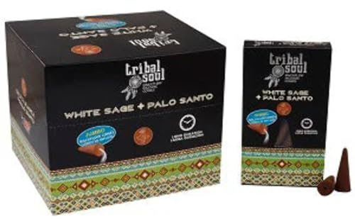 Tribal Soul Cône d'encens à refoulement Sauge blanche et Palo Santo – 1 paquet