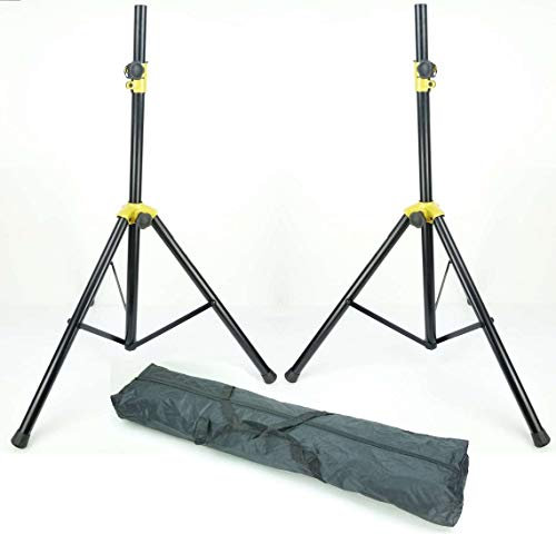 2 Stück PROFI Lautsprecherstativ S39B 60 kg / 100-185 cm Stahl schwarz mit Tragetasche/Tasche - Boxenstativ/Boxenständer mit extra breite Dreibein