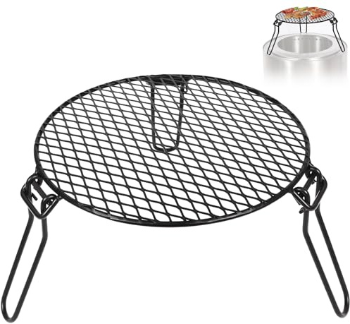 REDCAMP Faltbares Lagerfeuer Grillrost Top für Solo Herd Lagerfeuer, Tragbares Eisen-Lagerfeuerstativ mit Stahlgrill für Lagerfeuerstelle, Dutch Oven, Offenes Feuerstativ Grill mit Beinen, Ø 45,7 cm