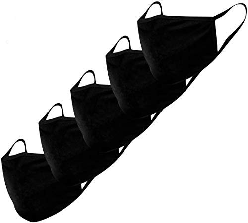 Boolavard 5 Stück Baumwolle Gesichtsmasken, Anti-Staub-Gesichtsmaske, hautfreundliche Unisex Mund-Maske, wiederverwendbare & waschbare Gesichtsbedeckung Laufen, Radfahren, Outdoor-Aktivitäten