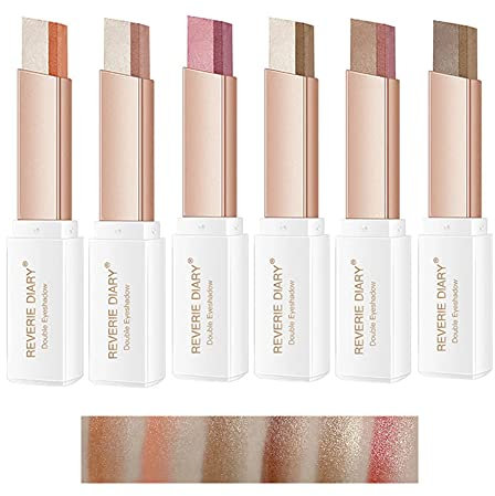 6 Stück Doppelfarben Lidschatten Stick Rotierende Aufgewertet Glitter Farbverlauf Eyeshadow Stick Langanhaltende Wasserdicht Schimmer Creme Lidschatten Stick Set