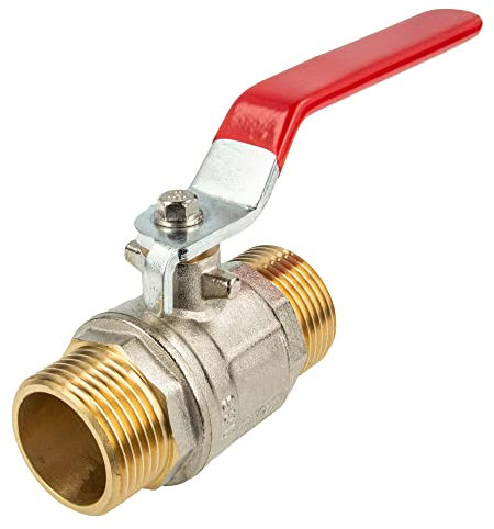 tecuro Kugelhahn (ACS), beids. Außengewinde G 3/4 Zoll (DN 20) Stahlhebel lang, MS-vernickelt