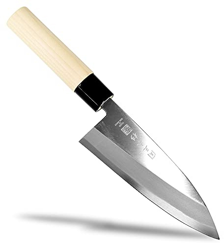 Seki Japan Deba Knife 150mm (5.9 in) – High Carbon White Steel – Japanese Fish Butchering Knife – Magnolia Wood Handle