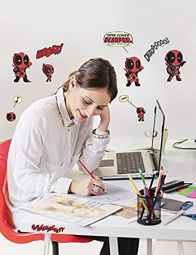 Komar Marvel Wandtattoo Deadpool Cute - 50 x 70 cm (Breite x Höhe) - 12 Teile - Deco-Sticker, Wandaufkleber, Wandsticker, Wanddeko, Kinderzimmer - 14072h