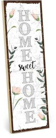 TypeStoff Holzschild mit Spruch – Home sweet Home – im Vintage-Look mit Zitat als Geschenk und Dekoration zum Thema Zuhause und Familie - HS-01149