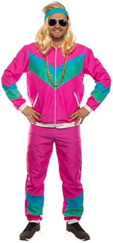 Brandsseller Trainingsanzug Assi Komplettset | 80er Jahre | Retro Style | Bad Taste | Karnevalskostüm | Pilotenbrille | Schweißbandset | Goldkette | Unisex