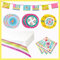 Suministros de fiesta boho para 12 invitados – Incluye 12 platos florales coloridos, 12 bonitas servilletas, 1 banderín mexicano, 1 mantel de papel | Ideal para cumpleaños temáticos de Encanto,