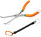 SPEEDWOX 7 Long Reach Needle Nose Pliers with Teeth, Extra Long Nose Mini Precision Wire Looping Pliers with Anti-Loss Lanyard for Narrow Spaces, Needle Remover Pliers(Curved Tips, Curved Handle)