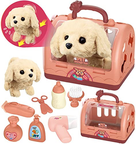 STAY GENT Roboter Hund Spielzeug Arztkoffer Kinder, Tierarzt Spielzeug Kinder Rollenspiel 12 STK mit Elektronisches Hund Läuft Bellt & Transportkäfig Geschenke Mädchen Spielzeug ab 1 2 3 4 5 6 7 Jahre