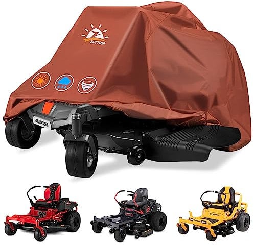 Zettum Zero Turn Mower Cover - Zero-Turn Lawn Mower Cover Waterproof & Heavy Duty, 600D Outdoor Universal Fit Mower Cover with Storage Bag for Greenworks, EGO, Craftsman, Husqvarna, Honda and More