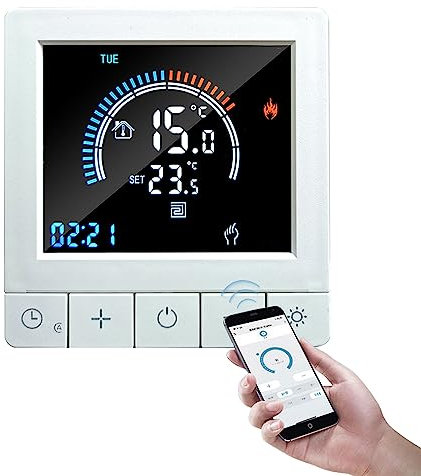 Irishom Termostato WiFi per Caldaia a Gas,Termostato Digitale Programmabile con Blocco Bambini,Display LCD WiFi Sensore NTC Riscaldamento dell'Acqua