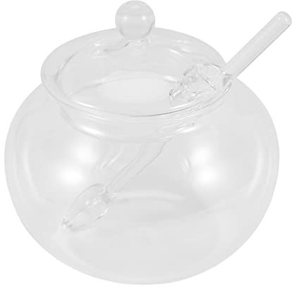 Ksrnsne Sugar Cookie Bowl with Lid & Spoon Transparent Candy Home Kitchen Glass Storage Jar
