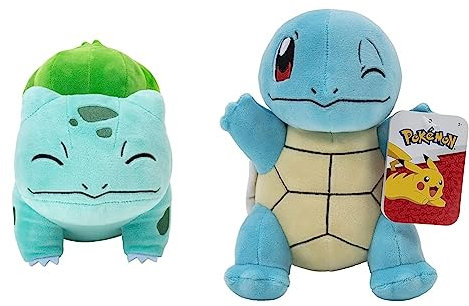Pokémon PKW2697-20cm Plüsch - Bisasam, offizielles Pokémon Plüsch & PKW2693-20cm Plüsch - Schiggy, offizielles Pokémon Plüsch