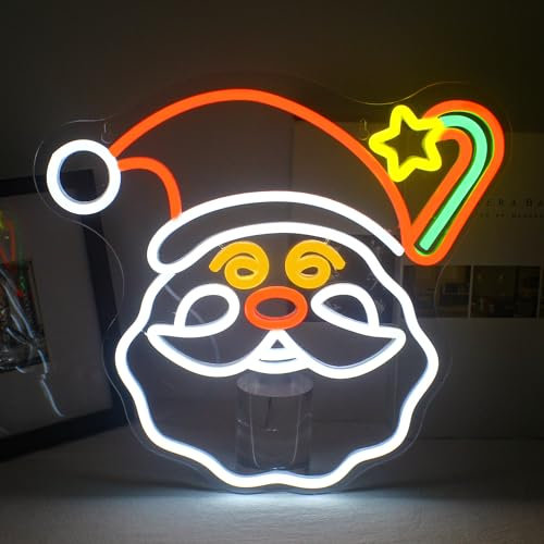 Horseneon Merry Christmas Neon Schild, Weihnachten Neon Sign, Santa Claus Christmas Led Schild für Weihnachtsfeier Bar Home Pub Club Shop Weihnachts Leuchtreklame Dekoration Geschenke