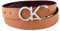 Calvin Klein Damen 2-in-1 wendbare CC-Monogramm-Plaketten-Schnalle Gürtel, Tan/Rot, XL