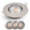 EMOS LED Einbaustrahler 230V dimmbar, 4,9W / 480lm, 50° schwenkbar, warmweiß 2700K | Set mit 3 Stück Einbaustrahler LED Spot ultraflach, rund | Deckenspots LED dimmbar für Innenräume, Farbe silber