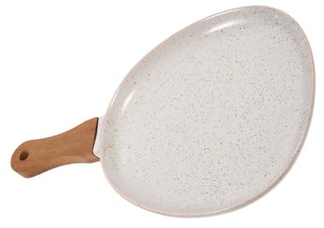 MAGICLULU Keramikteller Mit Holzgriff Vielseitige Servierplatte Für Feierlichkeiten Mikrowellen Ofenfest Ergonomisches Design Für Partys Und Dekoration