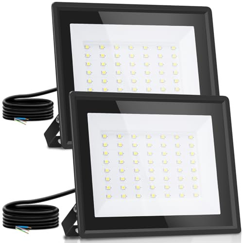 Aigostar Foco Led Exterior 50w,2 piezas,4300 lúmen,Luz led Exterior Impermeable IP65,Proyector LED Exterior & Interior Blanco Natural 4000 K para Jardín,Patio,Garaje