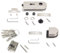 Emuca - Kit cerradura y cerradero para puerta doble de cristal, puerta vidrio 8-12mm, acero, acabado inox