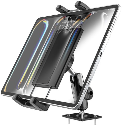 Kolasels Tablet Holder for Truck Dashboard, Metal Heavy Duty Drill Base Tablet Mount for Car, iPad Holder for Truck/Industrial/Desk/Wall, Compatible with iPad Pro 12.9/ Air/Mini, 4-12.9 Tablet