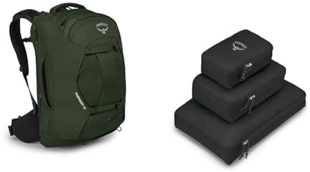 Osprey Europe Herren Farpoint 40 Rucksack, Gopher Green, Einheitsgröße & Ultralight Packing Cube Set Black