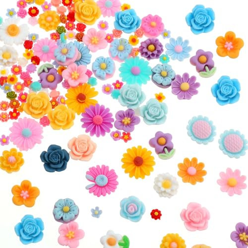 simarro 150 Stück Bunt Gänseblümchen Mixed Set, Mini Harz Blume Deko 3D Künstliche Harz Gänseblümchen Blume für Handwerk Kleine Gänseblümchen Charms für DIY Decoration Telefonhülle Haarnadel