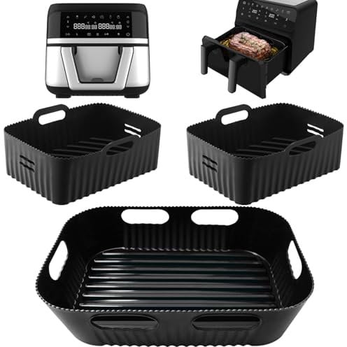 3 Piezas Molde Silicona Freidora de Aire sólo para Cecotec 9 L Cecofry Dual 9000 Air Fryer, Accesorios Freidora de Aire sin Aceite, Reutilizable Moldes Silicona Air Fryer (1 * 9 l+2 * 4,5 l)