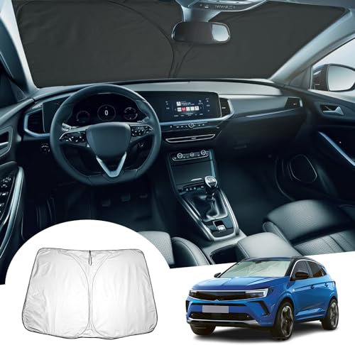 GAFAT Kompatibel mit Opel Grandland X/Facelift 2017-2024 Sonnenschutz Frontscheibe Innen, Grandland Bj. 2017 Windschutzscheibe Sonnenschirm Sonnenblende, UV Schutz, Abkühlung