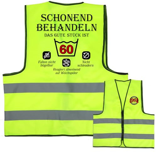 BETESSIN Geschenk für Männer 60 Geburtstag Frauen - Schonend Behandeln - Lustige Weste mit Pflegehinweis - Geschenk zum 60 Geburtstag Mann - Geburtstagsgeschenk für Frauen 60