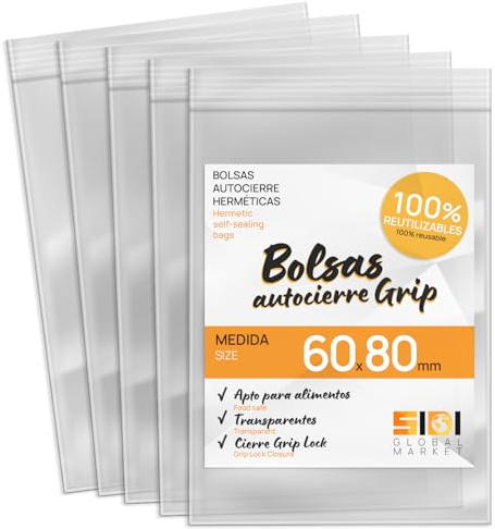 SIDI Lot de 300 sacs en plastique transparent pour congélation des aliments, sachets à fermeture automatique pour anniversaire, cadeau, bonbons, voyage (60 x 80 mm)