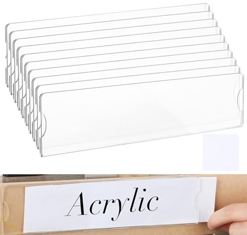Name Badges for Cabins, Name Tags for Doors, Pack of 10 Wall Mounted Acrylic Name Plate Holders - Door Sign Holder for Classroom with 20 Transparent Signs Made of Double-Sided Adhesive Tape