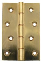 4 Inch DPBW Butt Hinges, Set of 2, Polished Brass, Indoor/Outdoor, Medium Duty, Corrosion/Abrasion Resistant