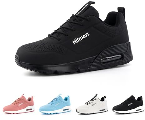 Hitmars Laufschuhe Damen Turnschuhe Luftpolster Sportschuhe Leicht Sneaker Atmungsaktiv Joggingschuhe Walkingschuhe Straßenlaufschuhe rutschfest Fitness Running Schwarz EU 42