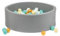 LUDI – Piscina Redonda de Espuma – Ø 90 cm x 30 cm – para bebé Desde 6 Meses – 100 Bolas Incluidas – Tejido Suave y Lavable – Color Gris – Promueve la Movilidad y la coordinación – Fácil de Montar