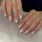 GlamRays Pack of 24 White False Nails, Medium Length, Shiny Flowers with Cute Drop Designs: Portable, Press On Nails for Nail Art