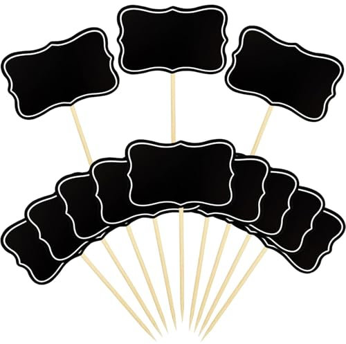 HSYTEK 24 Stück Kreidetafel Klein Zahnstocher, Schilder zum Beschriften, Buffet Zubehör, Fähnchen zum Beschriften für Party Etiketten, Preisschilder, Cupcake Dekorationen, Sandwich, Beschriftete