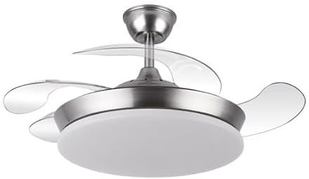 ABRILA-Ventilador DC Tridente Mini 59W Niquel| 4 Aspas Desplegables | Control Remoto | Temporizador