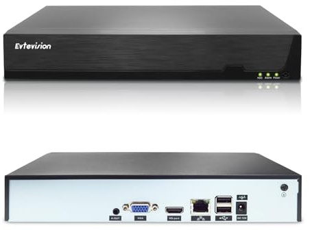 Evtevision L'enregistreur vidéo réseau 4K NVR 36 CH prend en charge jusqu'à 36 caméras IP de sécurité 8mp/5mp/4mp/3mp/1080P, 2 ports HDD 36 canaux de surveillance